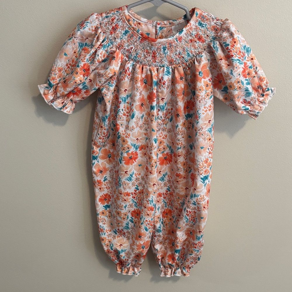 Smocked Floral Baby Romper size 12 months